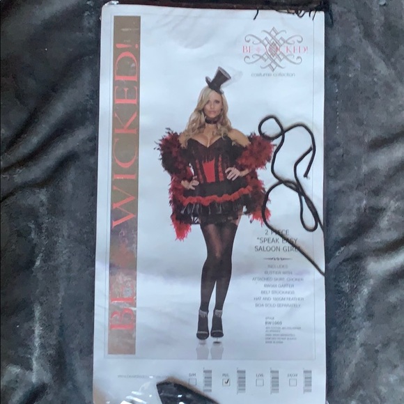 BeWicked Saloon Girl Costume - Red & Black Dress (Size M/L) - Picture 5 of 6